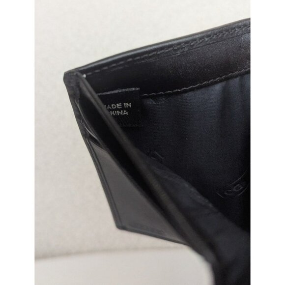 Vintage Coach Signature Stripe Trifold Wallet W/Billfold Snap Closure Black - Picture 9 of 12